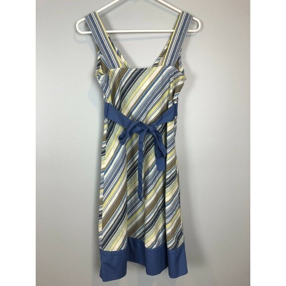 Patagonia Netty Dress Blue Stripe V Neck Northern Light Pattern Tie Back Size 2 - Picture 7 of 7